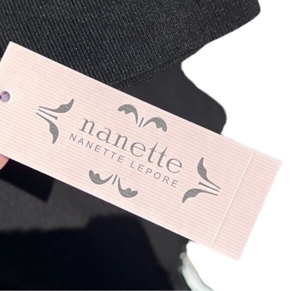 NEW w/tag Nanette Lepore Black Knit Embroidered Lace Trim Dress Size Large - Picture 10 of 10